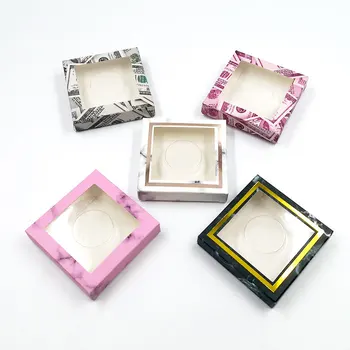 Engros papir eyelash emballage lash kasser emballage brugerdefinerede eget logo til 10mm-25mm mink øjenvipper pladsen tilfælde bulk