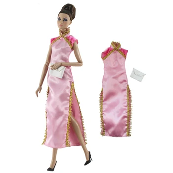 Blomstret Kjole Til Barbie-Dukker, Tøj Kjole Kinesisk Qipao Cheongsam Aften Kjoler Til Barbie-Dukker, Tøj 1/6 Dukke Tilbehør