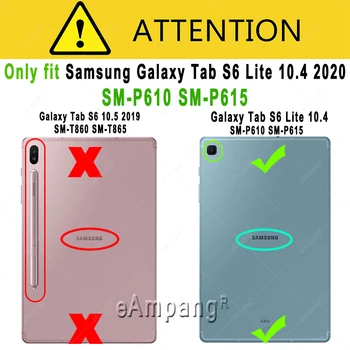 Taske til Samsung Galaxy Tab S6 Lite 10.4 Tilfælde Dække Premium PU Læder Stå med Blyant Indehaveren P610 P615 SM-P610 SM-P615 Funda