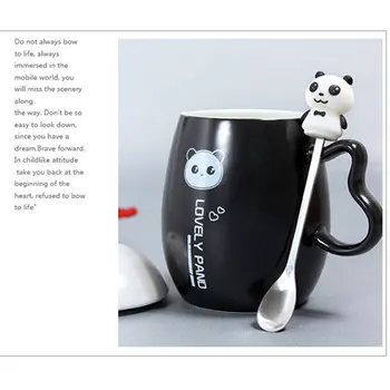 Panda keramiske krus Nice-dyr keramisk kop med Panda ske og pen efterlade en besked Mest Populære Fødselsdagsgave Og Krus Mælk