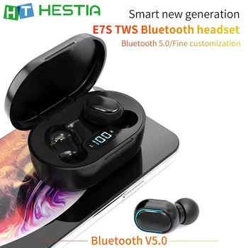 E7S TWS Trådløse Bluetooth-Hovedtelefoner støjreducerende Vandtæt LED-Skærm In-ear Headset Stereo Øretelefoner Sort Hvid