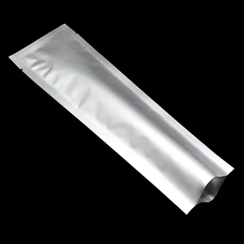 Lange Størrelse Ren Aluminium Folie Heat Seal Åben Top Vakuum Pakke Taske Mad, Snacks, Nødder Opbevaring Børste Købmand Emballage Pose Pose