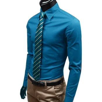 Mænd Shirt I 2020 Vinter Nye Mode Mænd Solid Farve Business Lange Ærmer Mænd Knappen Turn Down Krave Skjorte Top mænd tøj 2020
