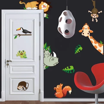 Conisi Tegnefilm Dyr Væg Kunst Decals PVC Løve, Abe, Frø, Næsehorn Wall Sticker Børnehave Kids Room Dekoration i Hjemmet Indretning