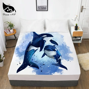 Drøm NS Skildpadde Delfin Kjole Op Soveværelse boligtekstiler Ark 3D-Print over Havet Dyr, Hånd, Maleri Bettlaken 1STK