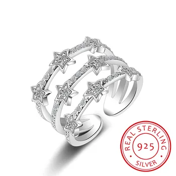 Hot Fashion 925 Sterling Sølv, Multi-lag Cz Zircon Ringe Til Kvinder Anillos Resizable Ringe Bague S-r176