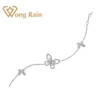 Wong Regn Luksus 925 Sterling Sølv Skabt Moissanite Gemstone Armbånd Charme Bryllup Butterfly Armbånd Fine Smykker Engros