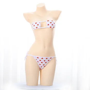 Japansk Sexet Undertøj Kawaii Lolita Blå Pink Hvid Stribet Mini Bikini Voksen Cosplay Erotiske Kostumer Bra Kvinder Undertøj Sæt