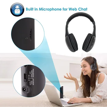 5-I-1 Wireless Headset Hovedtelefon Universal Noise Cancelling Stemme Hjem Chat Radio Trådløst Headset Til PC ' en FM-Radio Headset