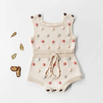 2019 Nyfødte Baby Rompers Håndlavet Pompom Baby Pige Romper Strikket Babytøj Spædbarn Baby Drenge Buksedragt Overalls Tøj