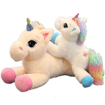 Giant Size 110cm Unicorn Plys Legetøj Bløde Fyld Rainbow Unicorn Dukke Dyr Hest Toy Høj Kvalitet Gaver til Børn Piger