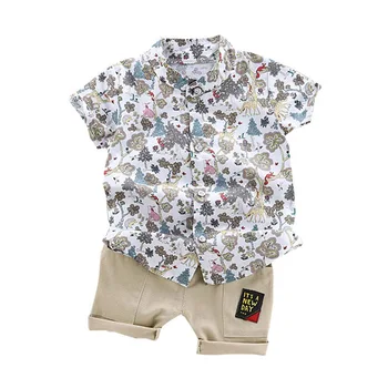 Sommer for Børn moderigtigt Tøj til Børn Tøj, Baby Drenge Tøj Casual Korte Ærmer Animal Print T-shirt, Toppe+Shorts Kostume Sæt