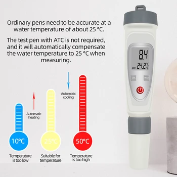 Nye 0.01 PH Tester PH Temperatur Måleren Pen Type Præcision Water Quality Monitor Tester for swimmingpools, Akvarier 50%off