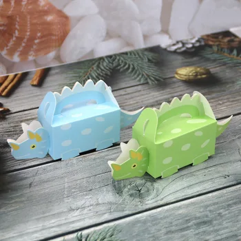 50 Stk Candy Box Cake Box Behandle gaveæske Slik Cookie Beholdere Goodie Bag til Børn Dinosaur Dino Part Baby Brusebad Dekoration