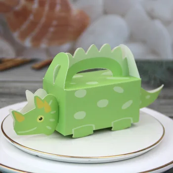 50 Stk Candy Box Cake Box Behandle gaveæske Slik Cookie Beholdere Goodie Bag til Børn Dinosaur Dino Part Baby Brusebad Dekoration