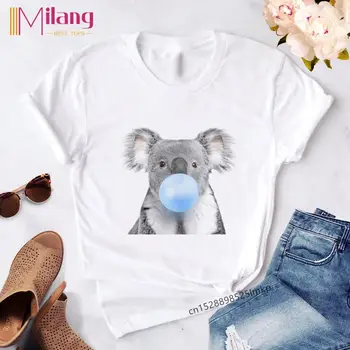 2020 dyr Ropa mujer koala Æstetiske T-Shirt Trykt Sommeren Kvinder Gotiske Tshirt Harajuku Tøj kawaii Kvindelige Korte Ærmer