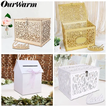 OurWarm DIY Bryllup Gavekort Boks Penge Box Smuk Bryllup Dekoration Forsyninger til fødselsdagsfest Opbevaring af Penge