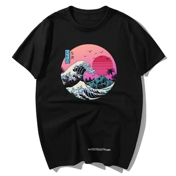 Vaporwave Bølge Japansk T-shirt Harajuku Ren Bomuld Streetwear O Hals Camisetas Hombre Mænd Nye Sjove Tshirt
