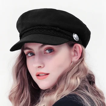 I fransk Stil, Trendy Huer til Kvinder Uld Baker ' s Boy Hat Cool Kvinder Baseball Cap Sort Visir Hat Gorras Casquette
