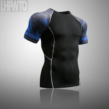 Mænds Running Tights, T-Shirt Komprimeret shirt Kort ærme t-shirt Top til fitness MMA rashguard Mænd Udendørs Sport træningsdragt