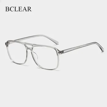 BCLEAR Ultra-Light TR90 Retro Black Transparen Dobbelt Stråle Mænd Briller Rammer For Recept Briller Optiske Briller H8024