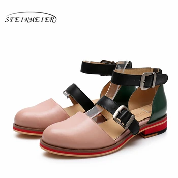 Kvinder sandaler 2020 sommeren yinzo damer hjemme i ægte læder wedges vintage platform dobbelt spænde røde sko til kvinder sandaler