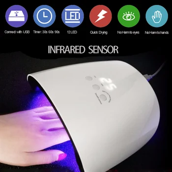 SAMVI SUN8SE 24W UV-Lampe LED Nail Dryer Hærdning Geler polske LED Display USB 5V Timer-Knap Auto Sensor Manicure Søm Kunst Værktøjer