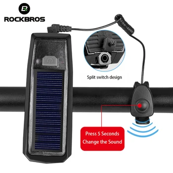 ROCKBROS Solar USB-Opladning bike Cykel Forlygter IPX4 Vandtæt 2 i 1 Cykel Bell Lys Sensing Smart Skifte Cykel Tilbehør