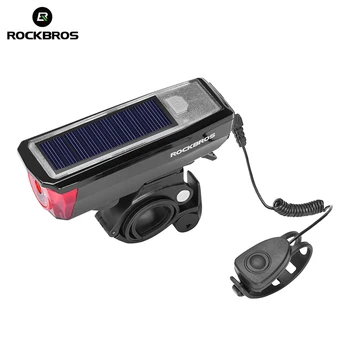 ROCKBROS Solar USB-Opladning bike Cykel Forlygter IPX4 Vandtæt 2 i 1 Cykel Bell Lys Sensing Smart Skifte Cykel Tilbehør