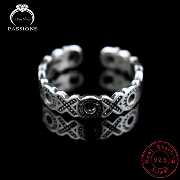 Engros-Pige&Dame, Smykker, Antikke 925 Sterling Sølv Ringe Vintage Resizable XO Mønster Ringe Til Kvinder Punk Style Ring Gave