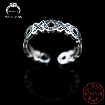Engros-Pige&Dame, Smykker, Antikke 925 Sterling Sølv Ringe Vintage Resizable XO Mønster Ringe Til Kvinder Punk Style Ring Gave