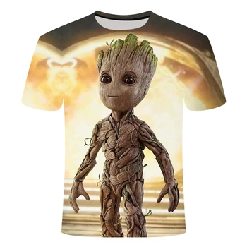 Superhelt Groot Film Guardians of the Galaxy Familie, Forældre-barn Tøj 3D-Print Groot Flower Pot Casual Børn T-shirt