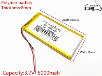 Gratis Forsendelse 8050100 5000mAh Li-ion 3,7 V DIY Genopladeligt Lithium-Polymer-Batteri Backup