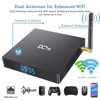 DQ6 Set-Top-Boks RK3318 Dobbelte WIFI Bluetooth-Netværk Set-Top-Boks Android-10.0 - 4G+64G for Skole-Hjem US-Stik