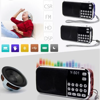 LCD-Digital Auto Mini FM-Radio Højttaler USB-Micro TF Kort Mp3 Musik Player