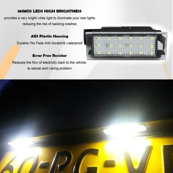 2stk Bil Antal LED Nummerplade Lys Direce Udskiftning Lampe For Renault Clio Megane Twingo II Lagane II5D Vel Satis Master