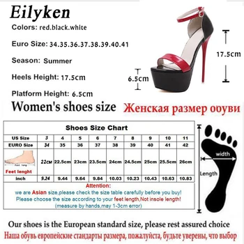 Eilyken Sommeren Kvinder Sandaler Sexet Pumper 16cm Kvinder Hæle Party Sko Strappy Hæle, Røde, Hvide Bryllup sko størrelse 34-46