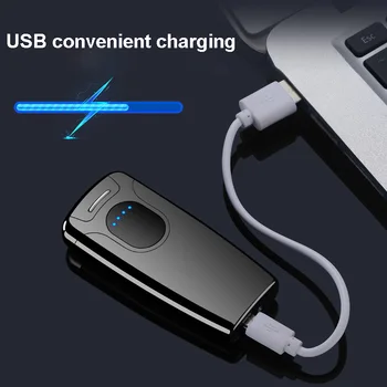 Metal Dobbelt Bue Elektrisk Lighter Vindtæt USB-Opladning lettere Bærbare Genopladelige Lightere med Power LED Displ