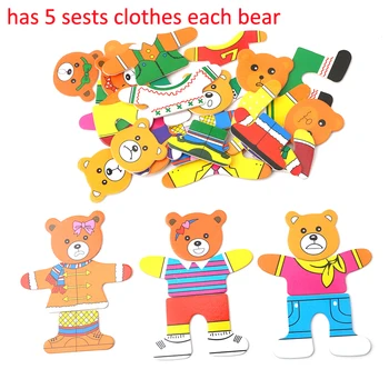 Træ-Puslespil Sæt Baby Pædagogisk Legetøj er Forsynet med Skiftende Tøj, Puslespil for Kids til Børn Træ Legetøj