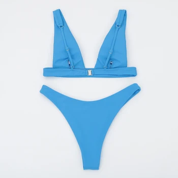 Sexet Solid Bikini Kvinder 2020 Nye Badedragt Push Up High Cut Badetøj Bikini Sæt badetøj Sommer, Strand Slid Svømning Passer til XL