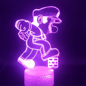 Cartoon Spil Mario Trådte på Mursten 3D-Lampe Multi-farve med Remote Touch Sensor Bedste Gave til børn Led Nat Lys Lampe