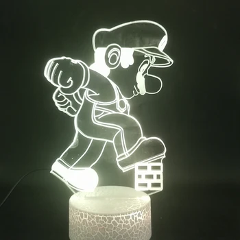Cartoon Spil Mario Trådte på Mursten 3D-Lampe Multi-farve med Remote Touch Sensor Bedste Gave til børn Led Nat Lys Lampe