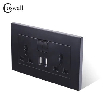 COSWALL 13A Universal Skiftet Stik 2 USB-Opladning Port Til Mobile Output 2.1 En Stikkontakt PC Panel
