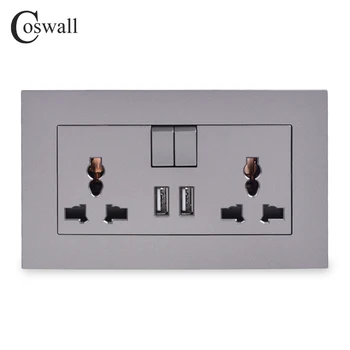 COSWALL 13A Universal Skiftet Stik 2 USB-Opladning Port Til Mobile Output 2.1 En Stikkontakt PC Panel
