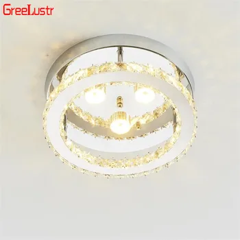 Moderne Krystal LED-loftsbelysning Inventar Glans Rustfrit Stål Rund loftlampe Plafon Til Køkken Soveværelse badeværelse