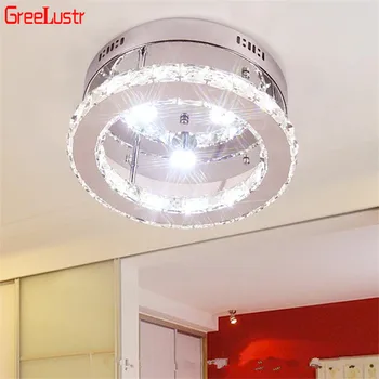 Moderne Krystal LED-loftsbelysning Inventar Glans Rustfrit Stål Rund loftlampe Plafon Til Køkken Soveværelse badeværelse