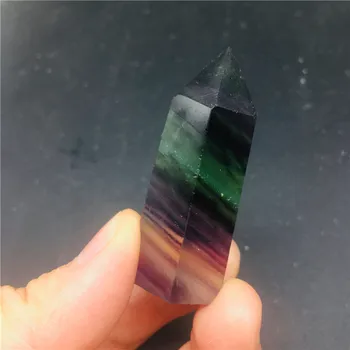 8cm Naturlig krystal fluorit wand reiki sten plade med Et sæt syv-stjernede array