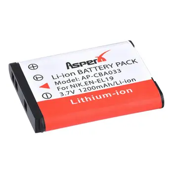 AsperX 2STK 3,7 V 1200mAh EN-EL19 DA EL19 EL19 Batteri til Nikon Coolpix W150 S32 S100 S2800 S3200 S3300 S3500 S3600 S4100 S4200
