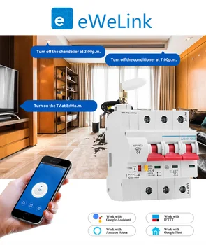 EWeLink 16A Smart WiFi Circuit Breaker Short Circuit Protection Alexa Echo Google Startside Kompatibel Fjernbetjening WiFi Skifte
