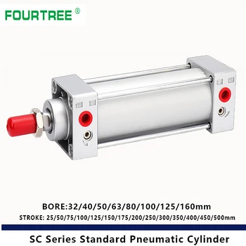 SC-Serien Standard Luft, Pneumatisk Cylinder Dele 32/40/50/63/80mm Boring 25/ 75/100/125/150/175/200-500mm Slagtilfælde i Høj Kvalitet